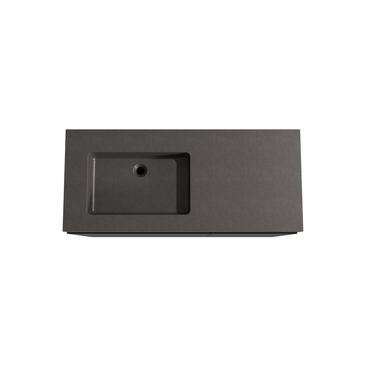 Storke Edge staand badkamermeubel 120 x 52 cm mat zwart met Scuro High asymmetrisch linkse wastafel in kwarts mat zwart