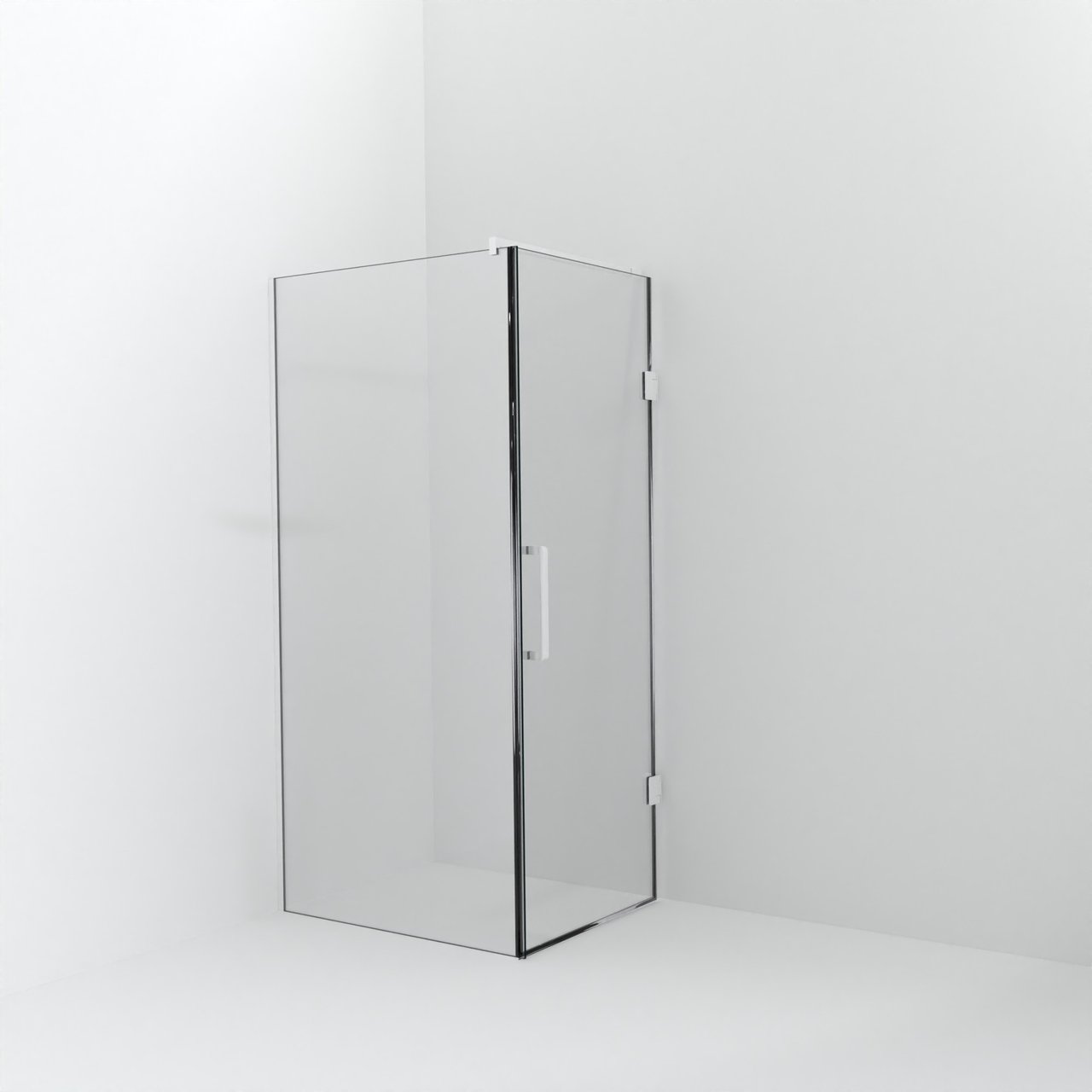 Balmani Modular douche à l'italienne avec porte: 100 x 200 cm avec porte 80 cm, Verre transparent avec coating, Profil Blanc mat