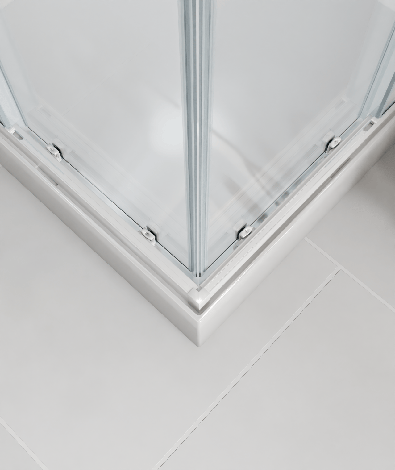Luca Varess Talan douchecabine met schuifdeuren 80 x 80 cm helder glas met mat gestreepte strook glanzend wit profiel