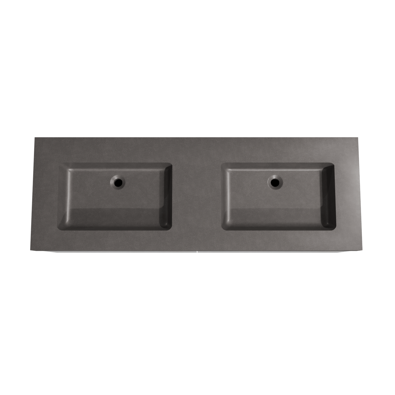 Storke Edge zwevend badkamermeubel 150 x 52 cm beton donkergrijs met Scuro High dubbele wastafel in kwarts mat zwart