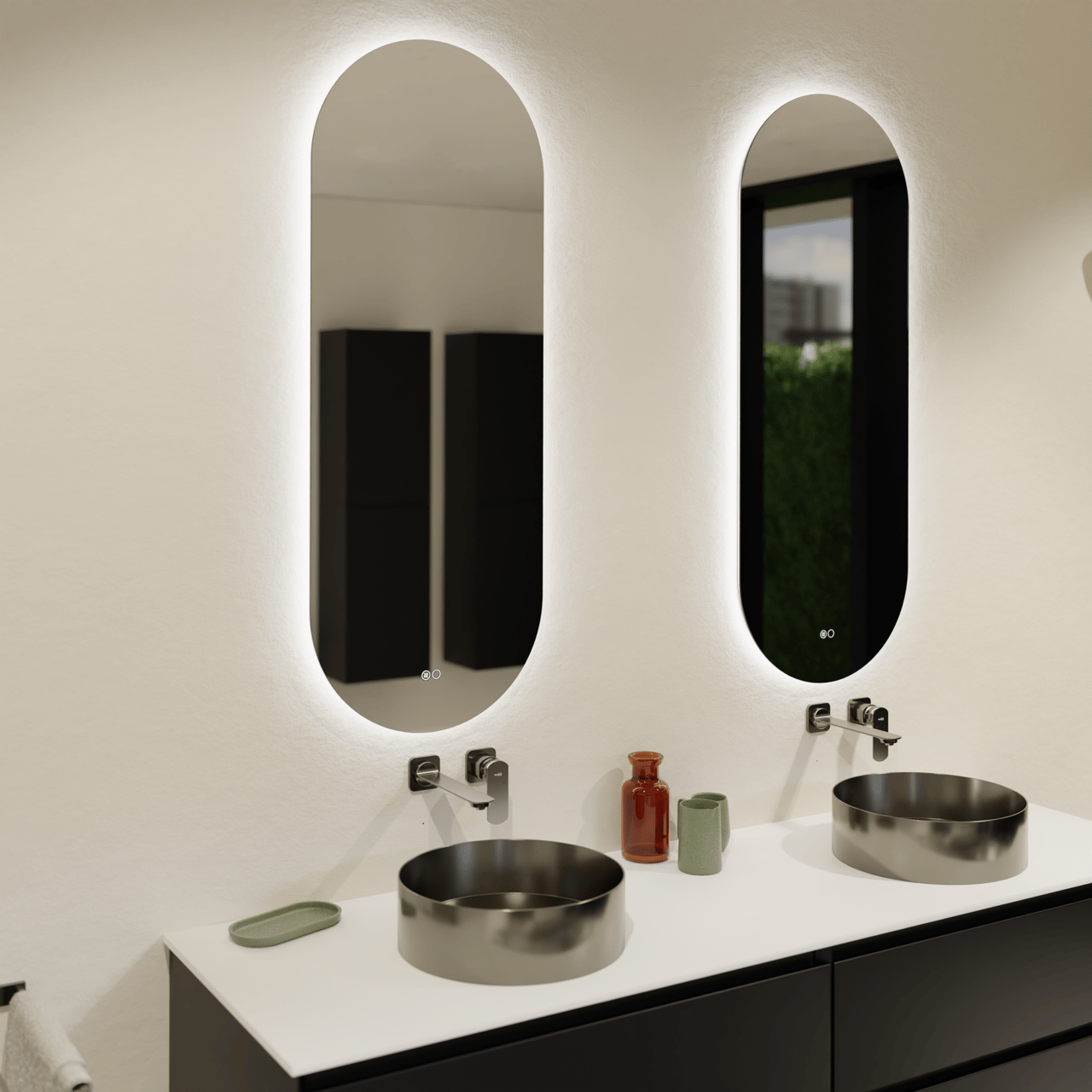 Balmani Giro Touch ovaal badkamerspiegel 45 x 120 cm met spiegelverlichting en anti-damp