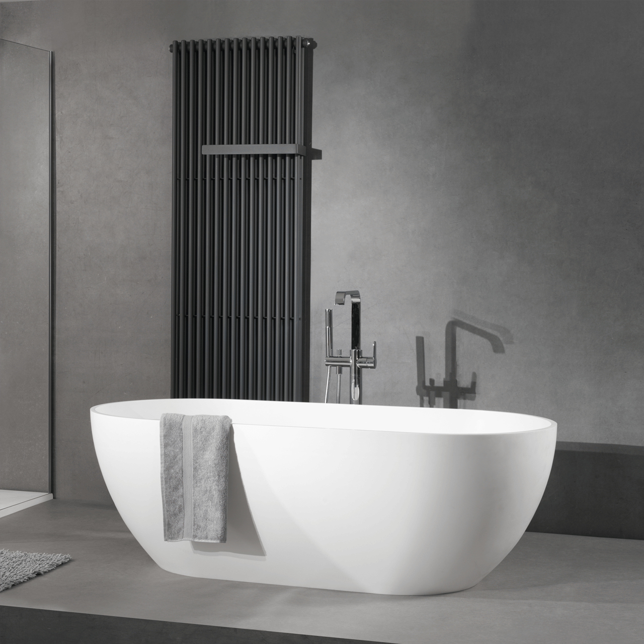 Balmani Nomina baignoire îlot ovale 169 x 80 cm Solid Surface blanc mat
