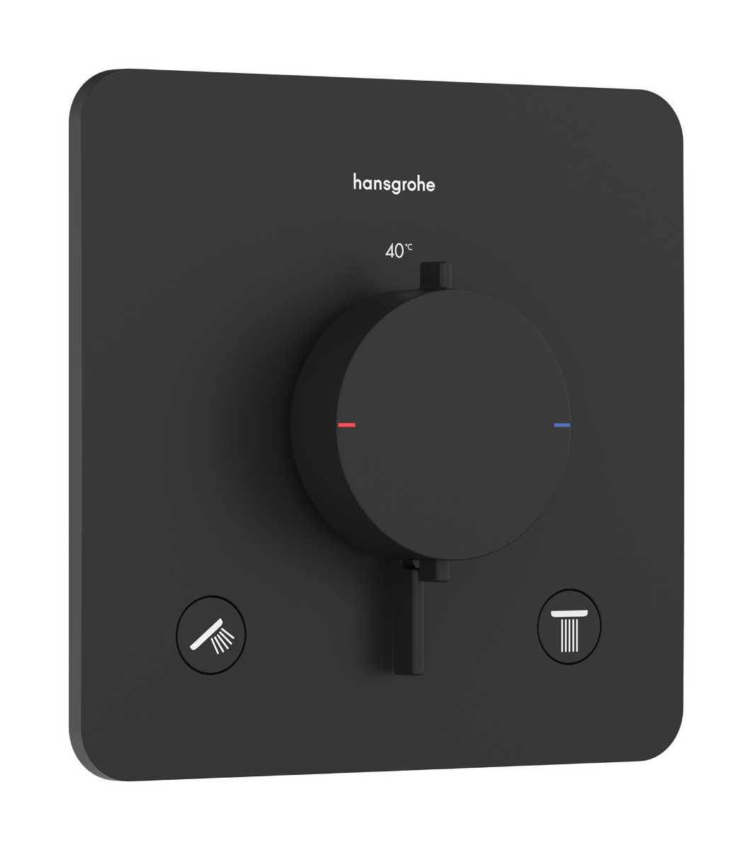 Hansgrohe Ecostat Comfort Q Thermostat-Duscharmatur: Unterputz, für 2 Verbraucher, Schwarz matt