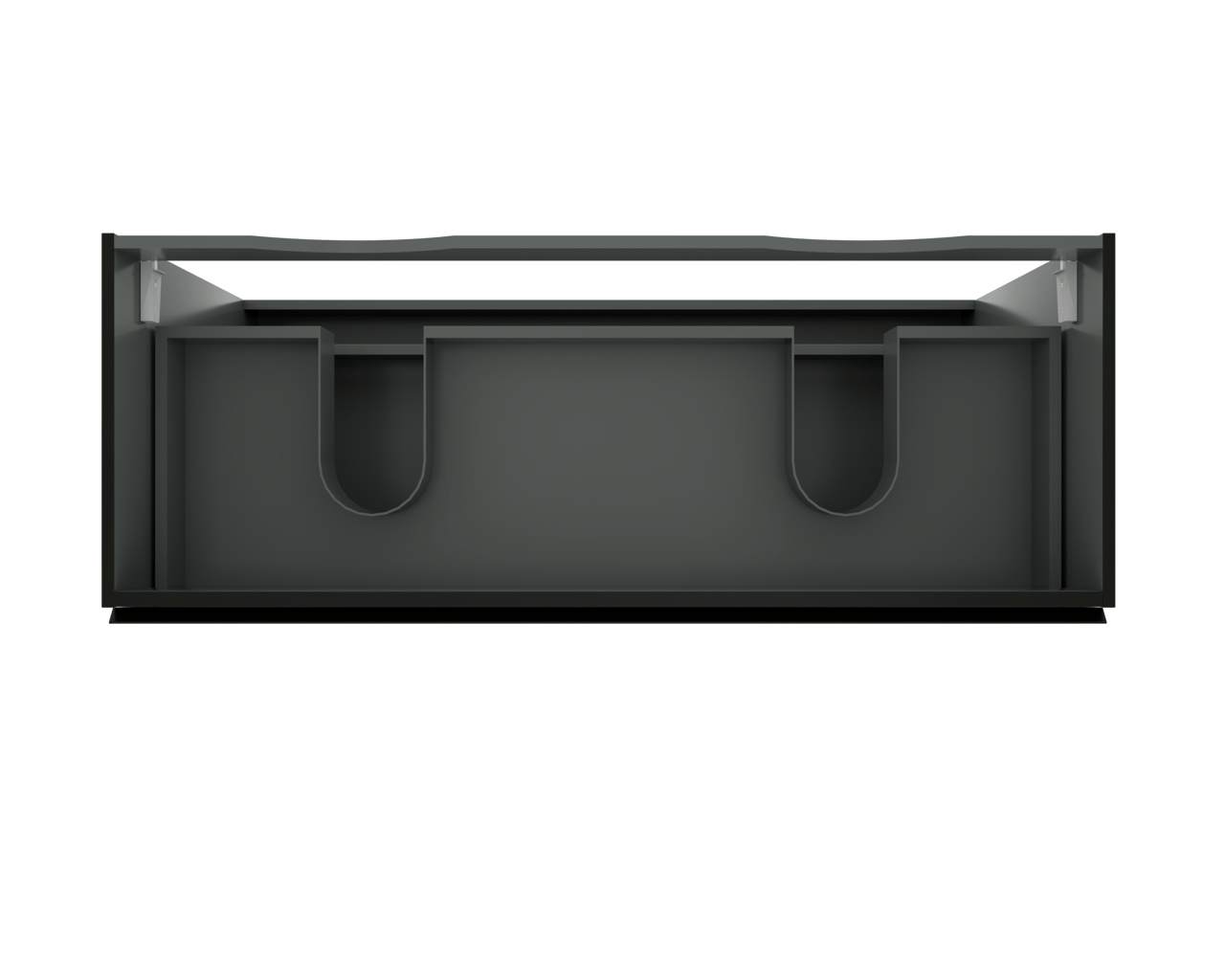 Linie Lado stehender Waschbeckenunterschrank: 120 x 46 cm, Schwarz Matt, 3 Schubladen, 2 Siphonaussparungen