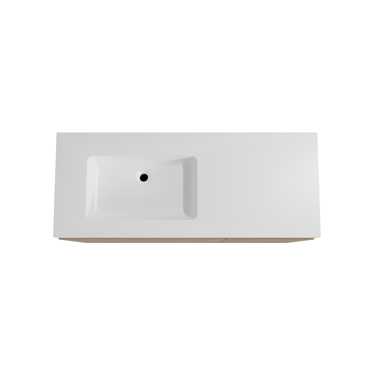 Storke Edge freistehendes Möbelstück Set: 130 x 52 cm, Rohe Eiche, mit Mata High Waschtisch links, Solid Surface Weiß matt