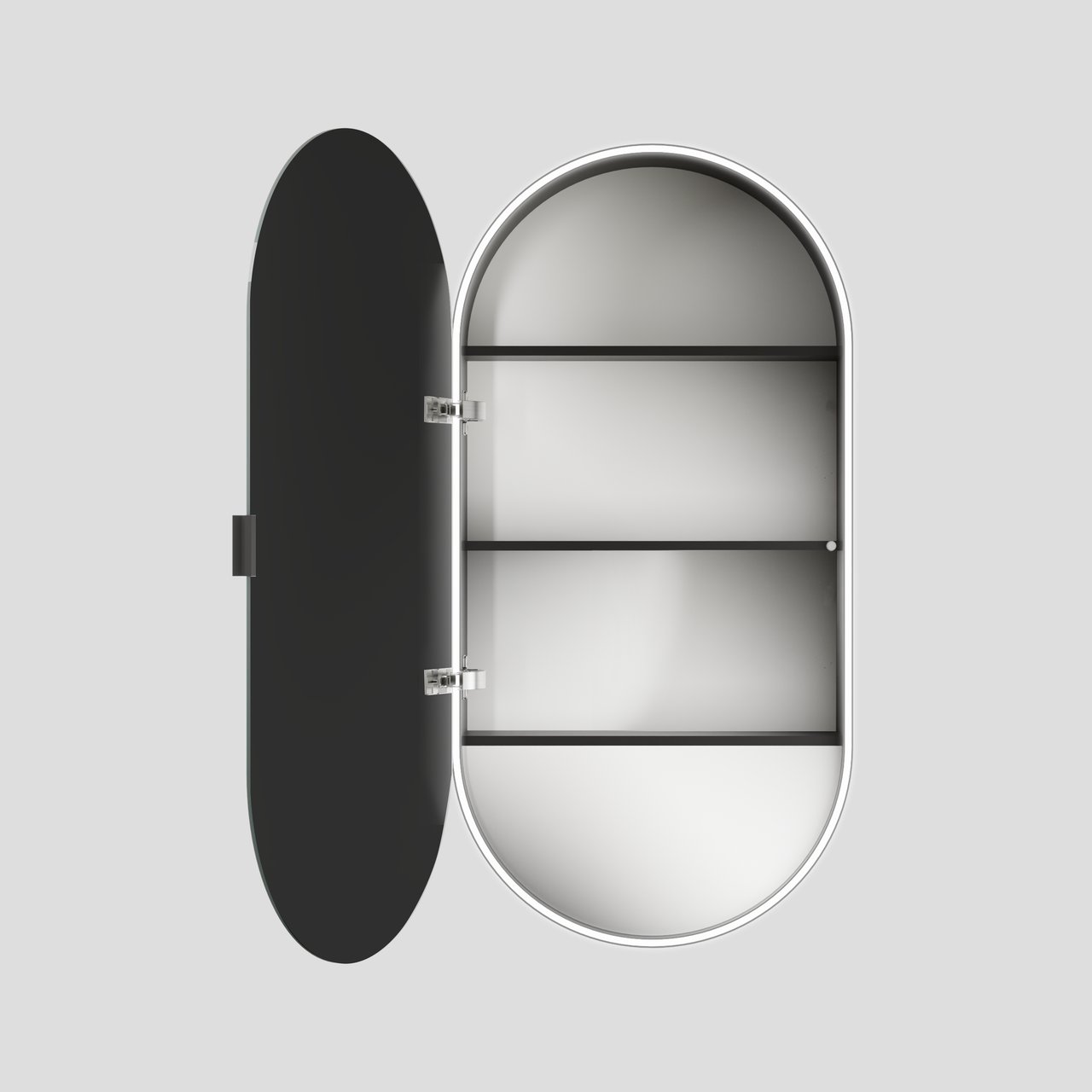 Luca Varess Oval armoire de toilette ovale lumineuse 45 x 90 cm noir mat
