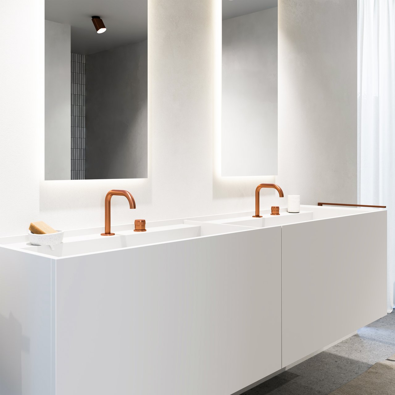 Blaufoss Pavilion Flat 2-gats wastafelkraan Brushed Rosegold
