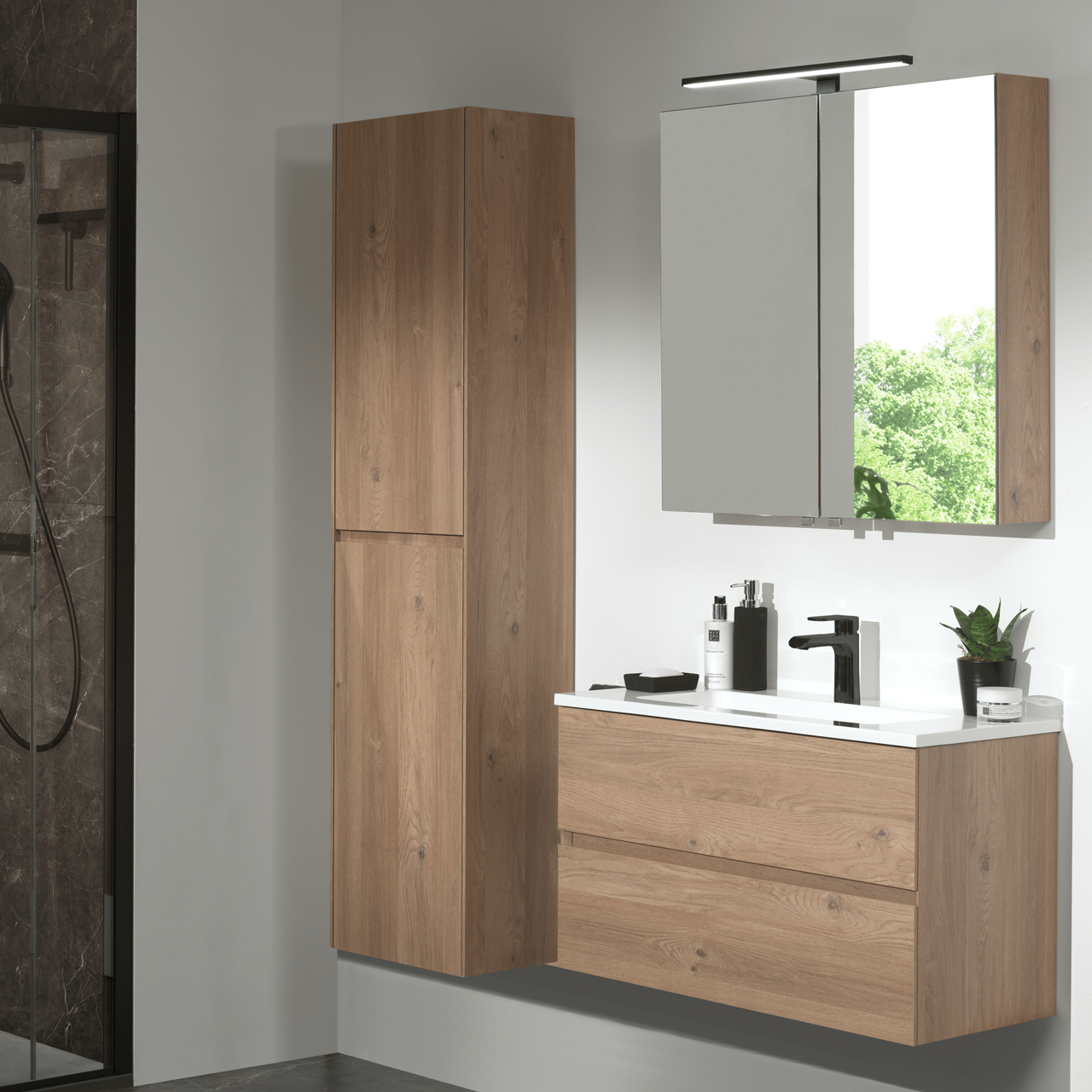 Storke Reflecta spiegelkast 100 x 75 cm ruwe eik