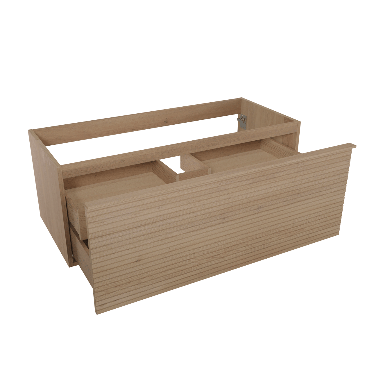 Balmani Forma zwevende wastafelonderkast 120 x 55 cm naturel eiken 2 lades horiz. sym. groef