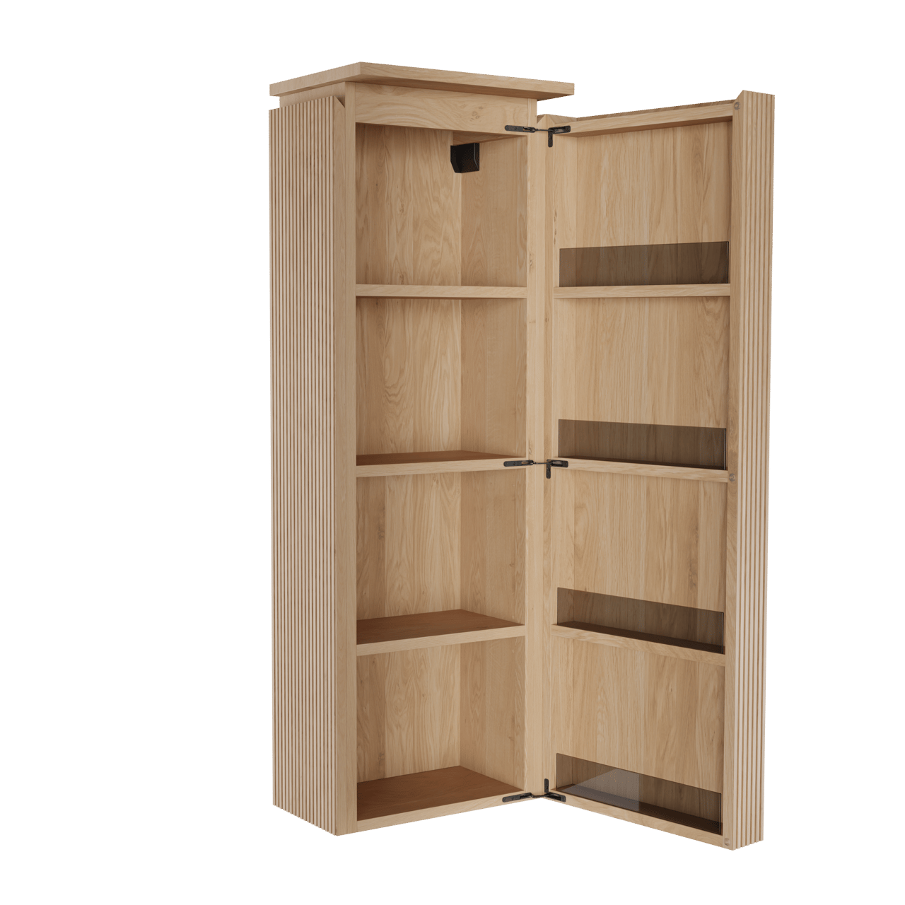 Balmani Eclips Ribs zwevende kolomkast rechts natuur eiken 44 x 32 x 130 cm vert. sym. groef