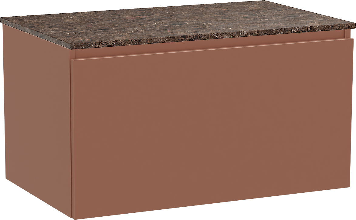 Balmani Sfera by Lucida zwevend badkamermeubel 90 x 55 cm cotto met Stretto enkel tablet in marmer dark emperador