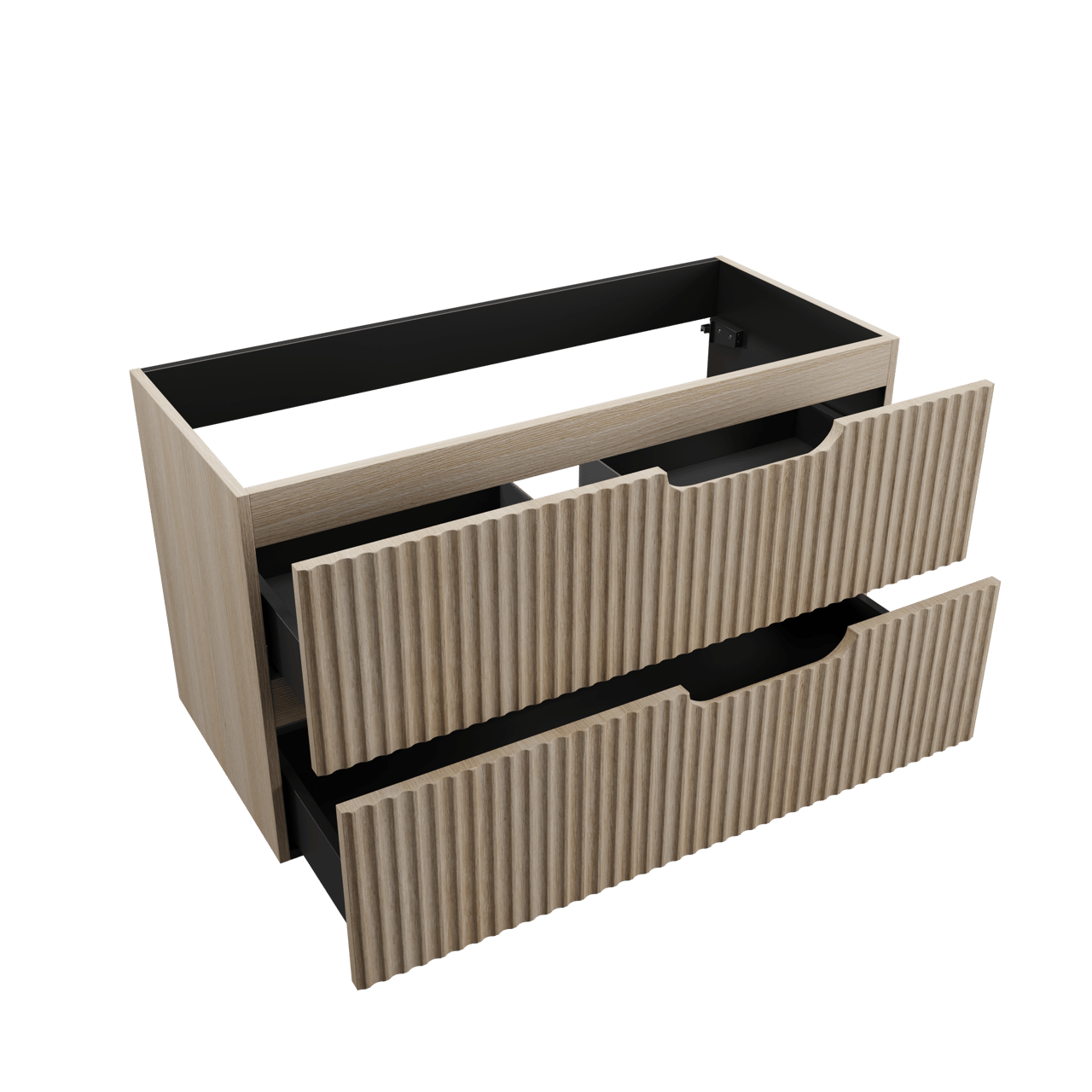 Linie Ribbo zwevende wastafelonderkast 100 x 46 cm lichte eik 2 lades