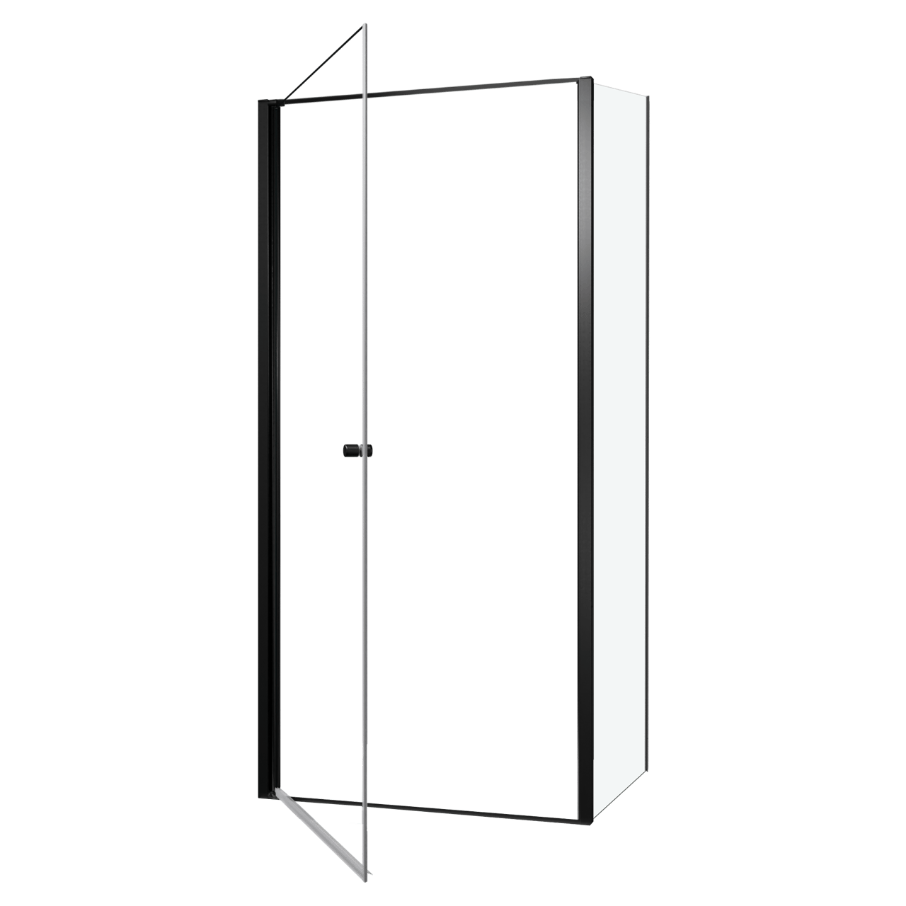 Luca Varess Kuresa douchehoek met draaideur met vaste zijwand 100 x 90 x 200 cm helder glas en mat zwarte profielen