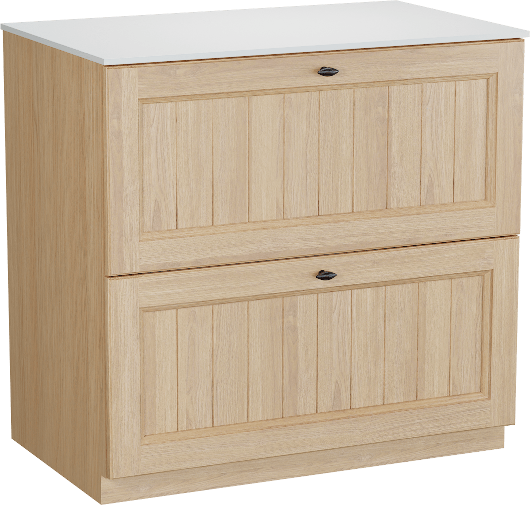 Balmani Lemon staand badmeubel 90 x 55 cm, fineer naturel eiken met Stretto enkel wastafelblad in mat wit