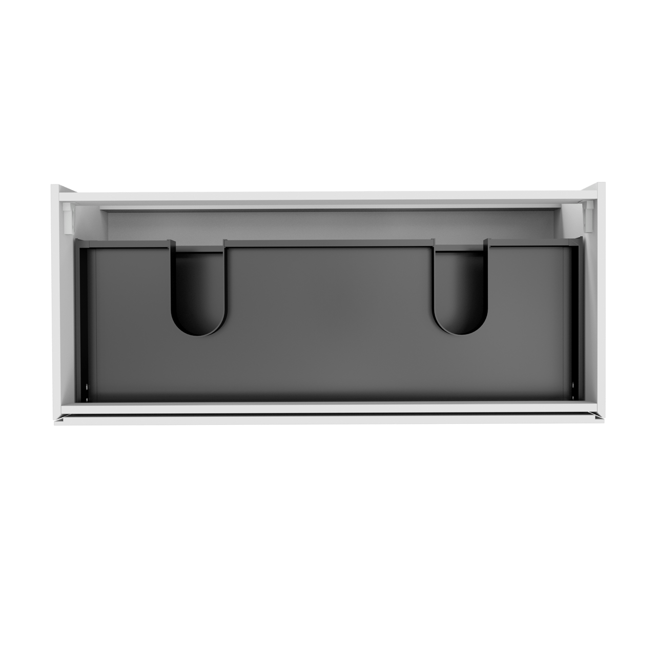 Storke Edge hängender Waschbeckenunterschrank: 120 x 52 cm, Weiß Glänzend, 2 Schubladen, 2 Siphonaussparungen
