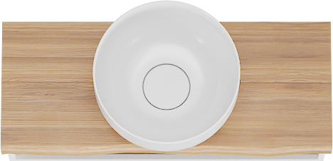 Balmani Life Edge Mini tablette 55 x 22,50 cm teck avec Bowl vasque à poser en Solid Surface blanc mat