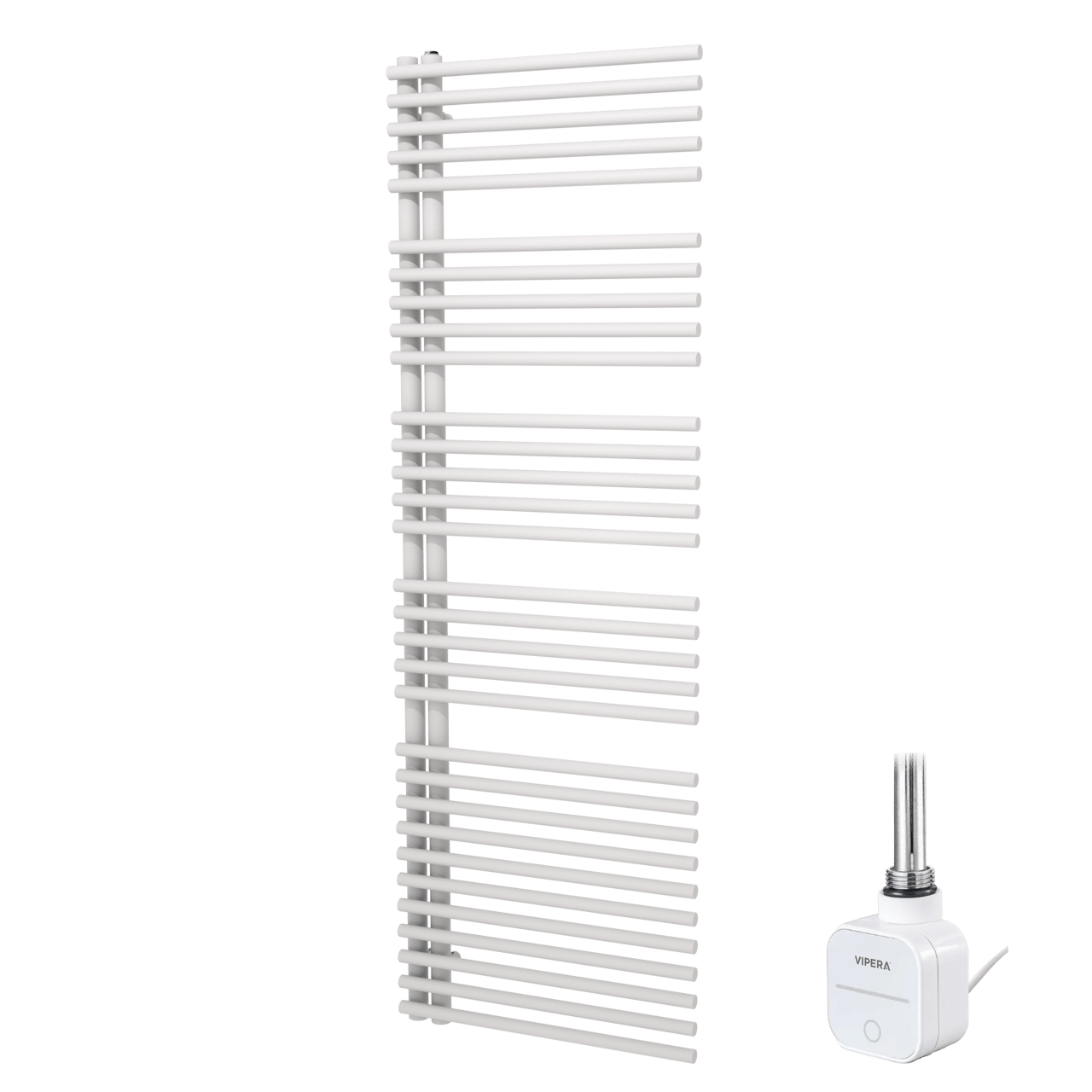 Vipera Nevada sèche-serviettes Simple 60 x 180 cm chauffage électrique blanc mat raccordement central 800W, résistance incluse