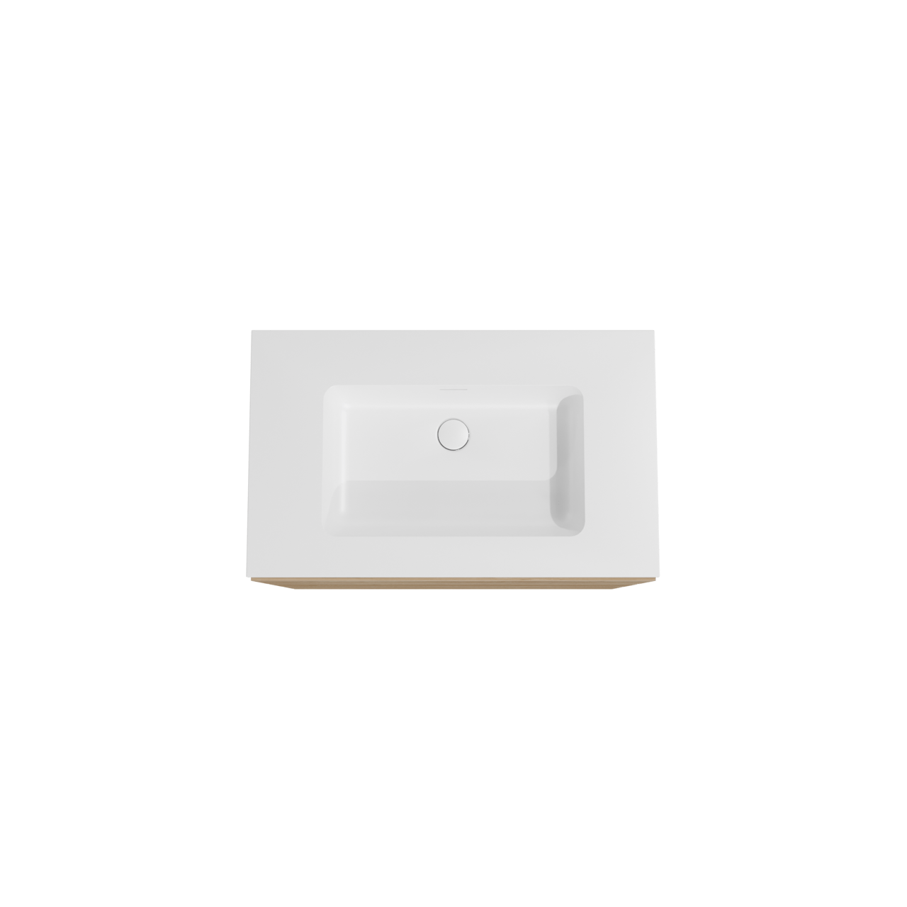 Storke Edge staand badkamermeubel 85 x 52 cm ruwe eik met Mata enkele wastafel in solid surface mat wit