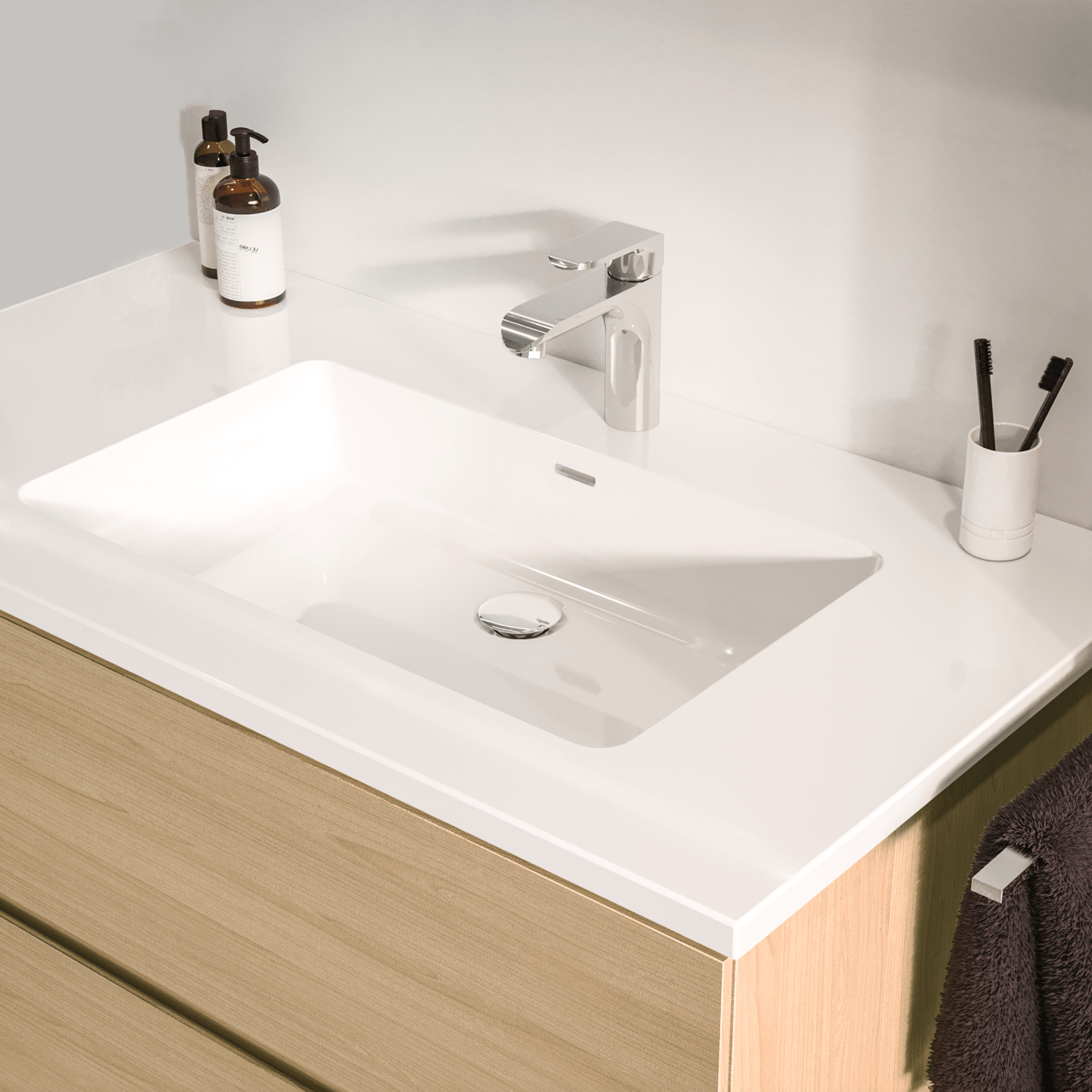 Storke Bilia enkele wastafel glanzend composiet marmer 95 x 52 cm