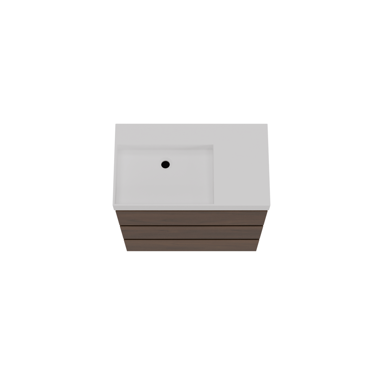 Storke Edge freistehendes Möbelstück Set: 80 x 46 cm, Nussbaum, mit Jura Waschtisch links, Solid Surface Weiß matt