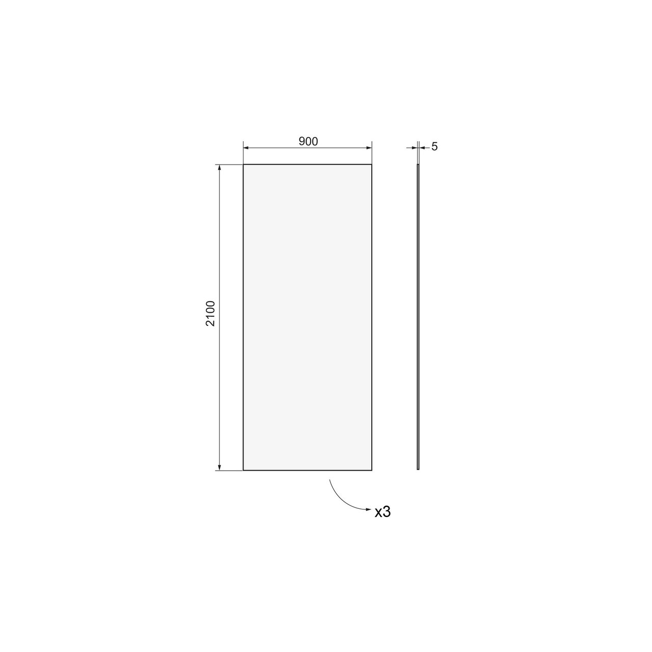 Linie Plato set douchewandpanelen 90 x 90 x 210 cm pvc donkergrijs Dakota