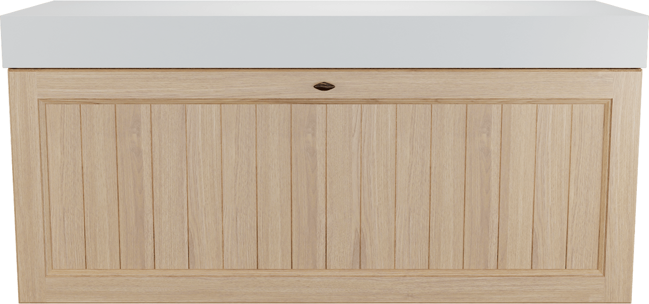 Balmani Lemon meuble salle de bains suspendu 135 x 55 cm, placage chêne naturel avec Dominus tablette simple ou double en blanc mat