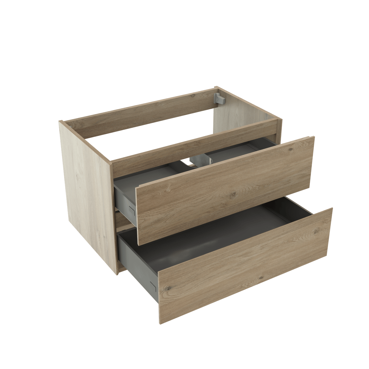Storke Edge hängender Waschbeckenunterschrank: 85 x 52 cm, Eiche rustikal, 2 Schubladen