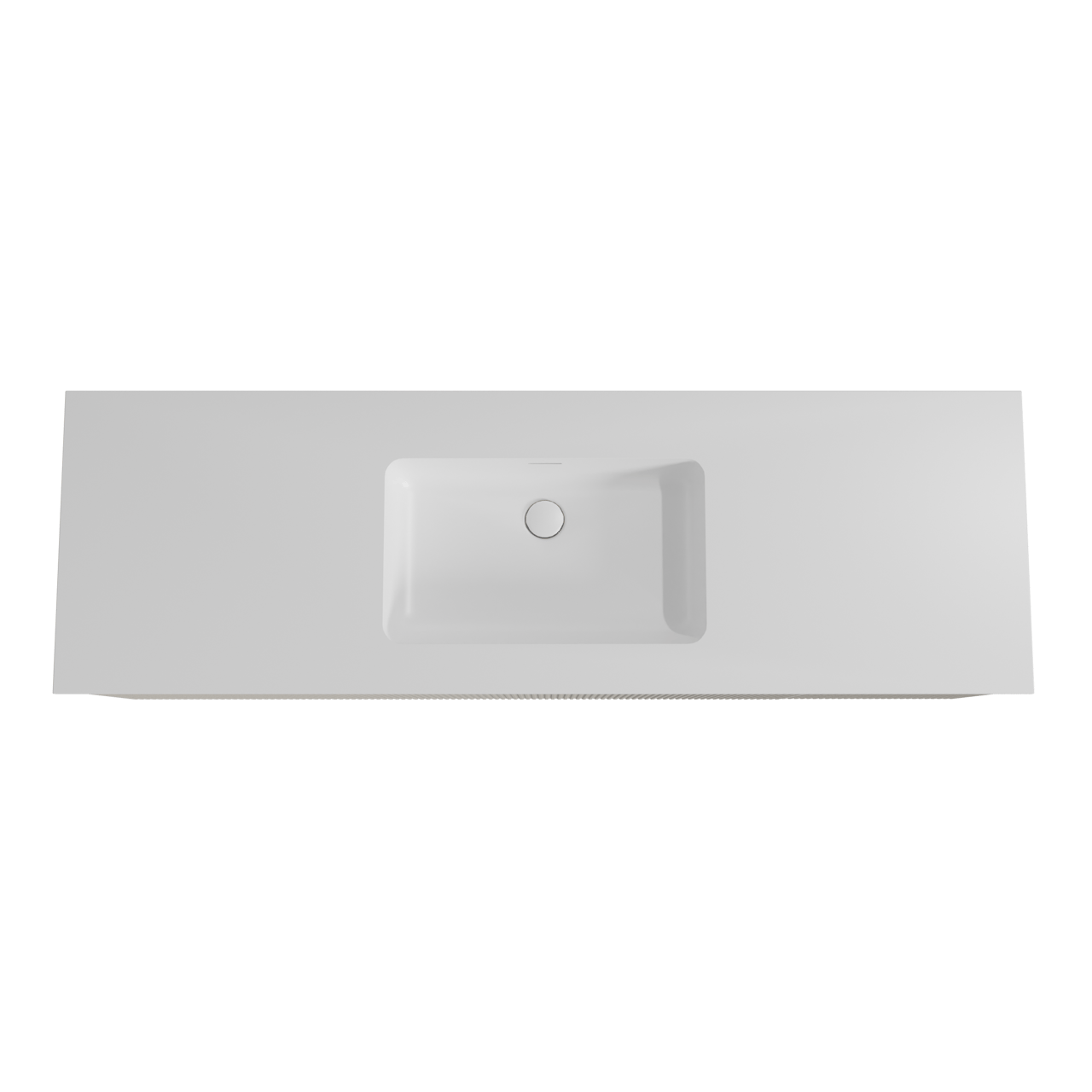 Storke Ribs meuble salle de bains suspendu 165 x 52 cm soie grise avec Mata plan simple en solid surface blanc mat, Nervure droite symétrique verticale
