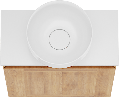 Balmani Mitra meuble wc suspendu 42 x 21 cm teck avec Facetta tablette et Bowl vasque à poser en Solid Surface mat