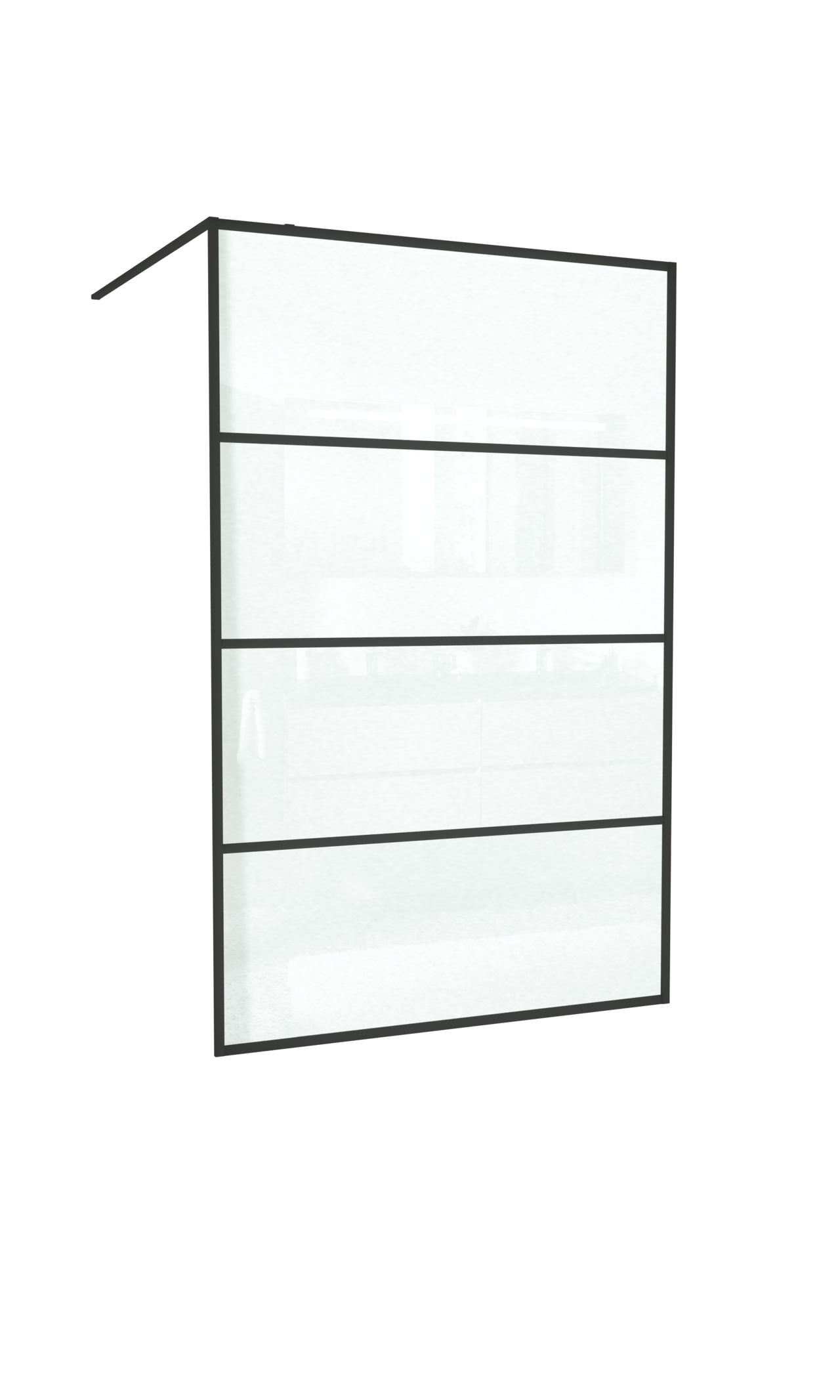 Balmani Framed inloopdouche 140 x 210 cm lined glas mat zwart profiel