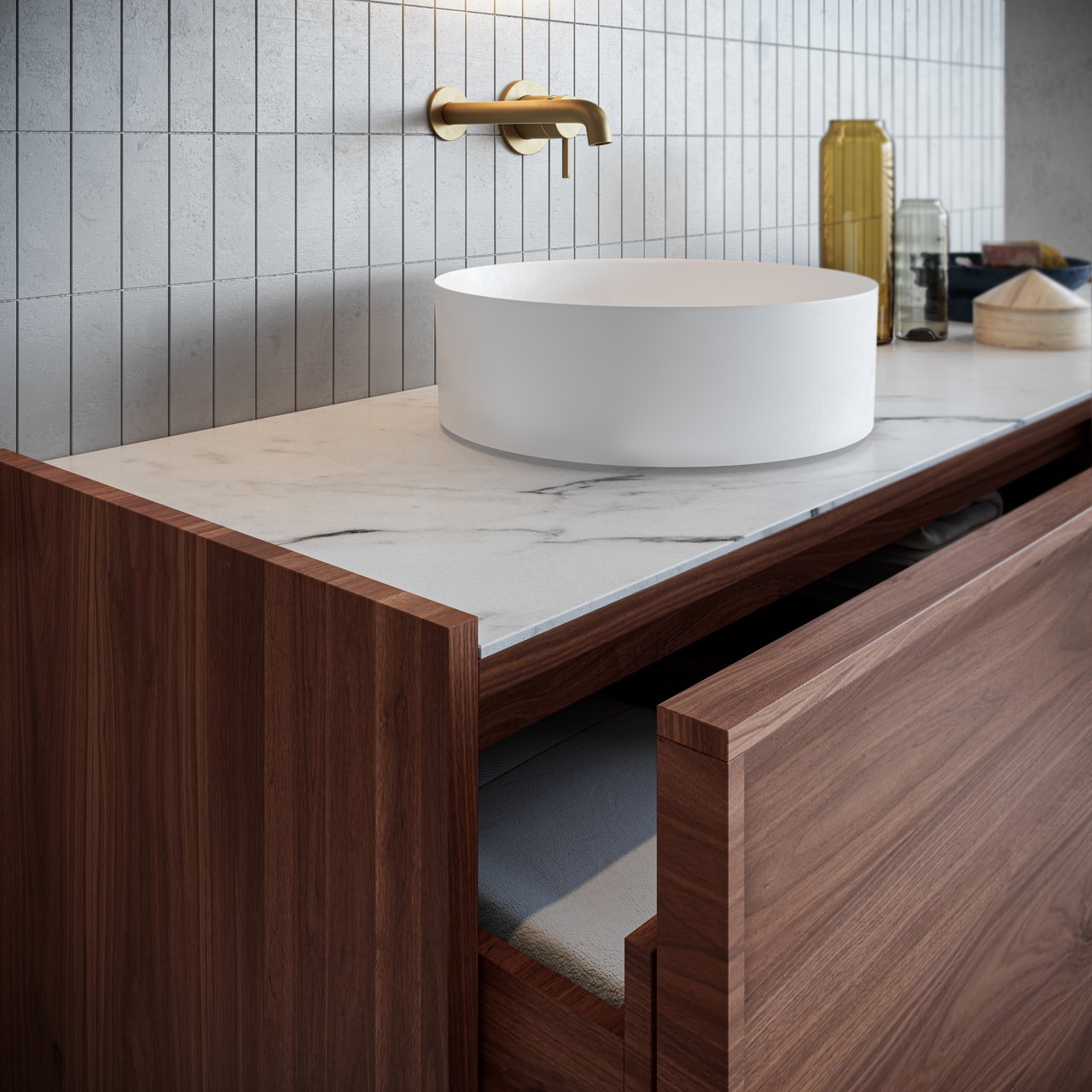 Balmani Fato vasque à poser Solid Surface mat rond Ø 37,5 cm