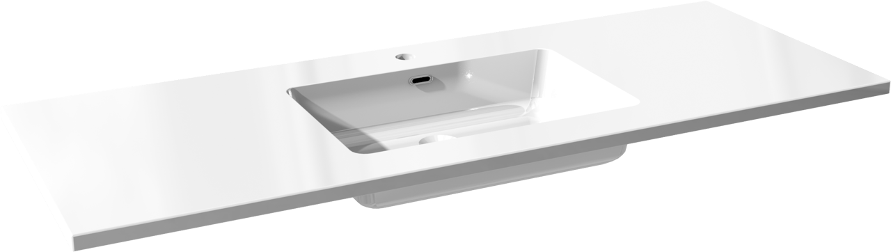 Storke Diva enkele wastafel glanzend composiet marmer 135 x 52 cm