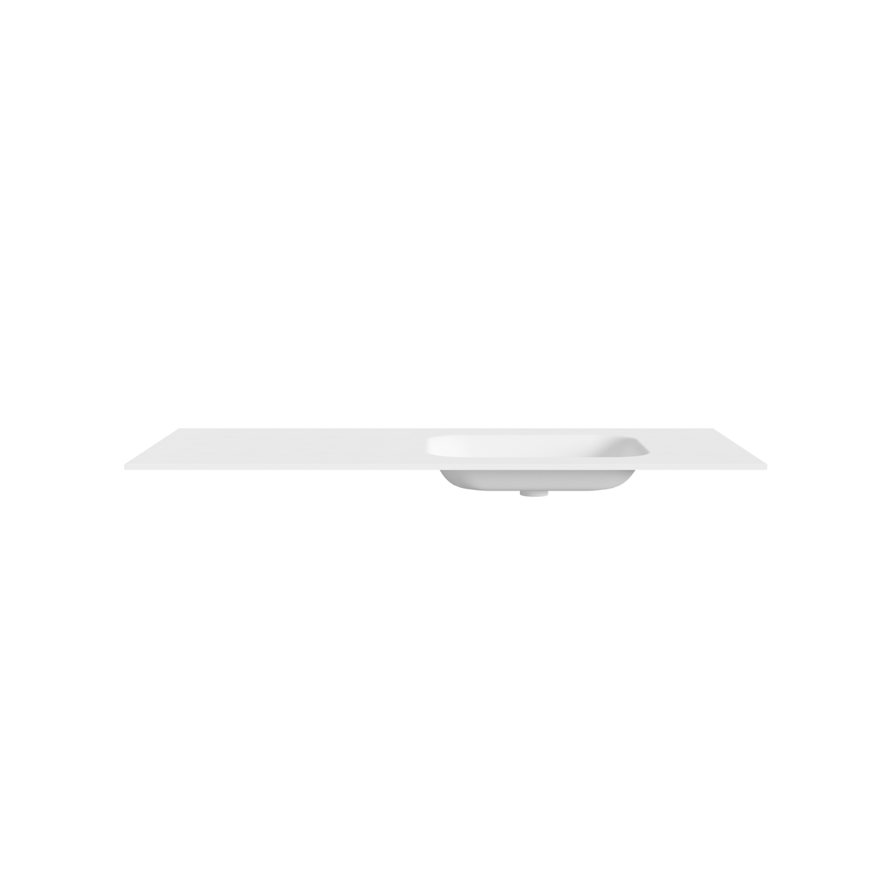 Balmani Tablo Arcato asymmetrisch rechtse wastafel matte Solid Surface 135 x 55 cm, afvoerplug inbegrepen