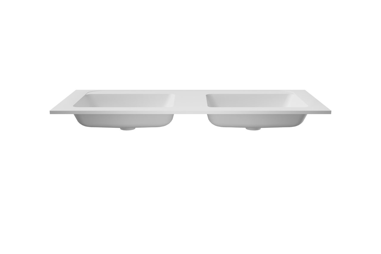 Balmani Tablo Strada dubbele wastafel matte composietmarmer (wit) 135 x 55 cm