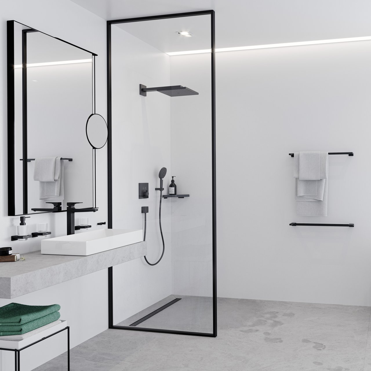 Hansgrohe AddStoris Kosmetikspiegel mit Vergrößerung schwarz matt