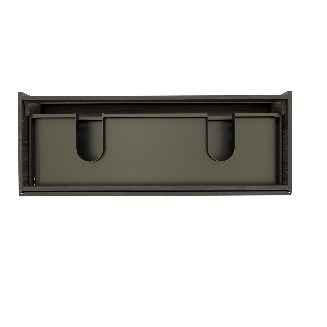 Storke Edge zwevende wastafelonderkast 120 x 46 cm donkere eiken 2 lades 2 sifonuitsparingen