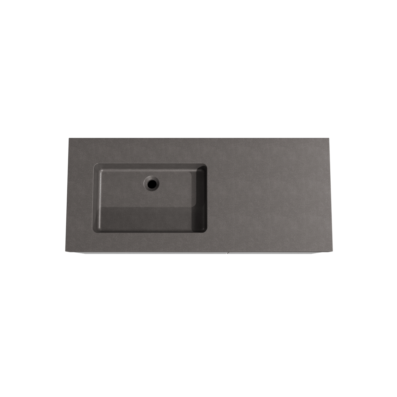 Storke Edge zwevend badmeubel 120 x 52 cm beton donkergrijs met Scuro High asymmetrisch linkse wastafel in kwarts mat zwart