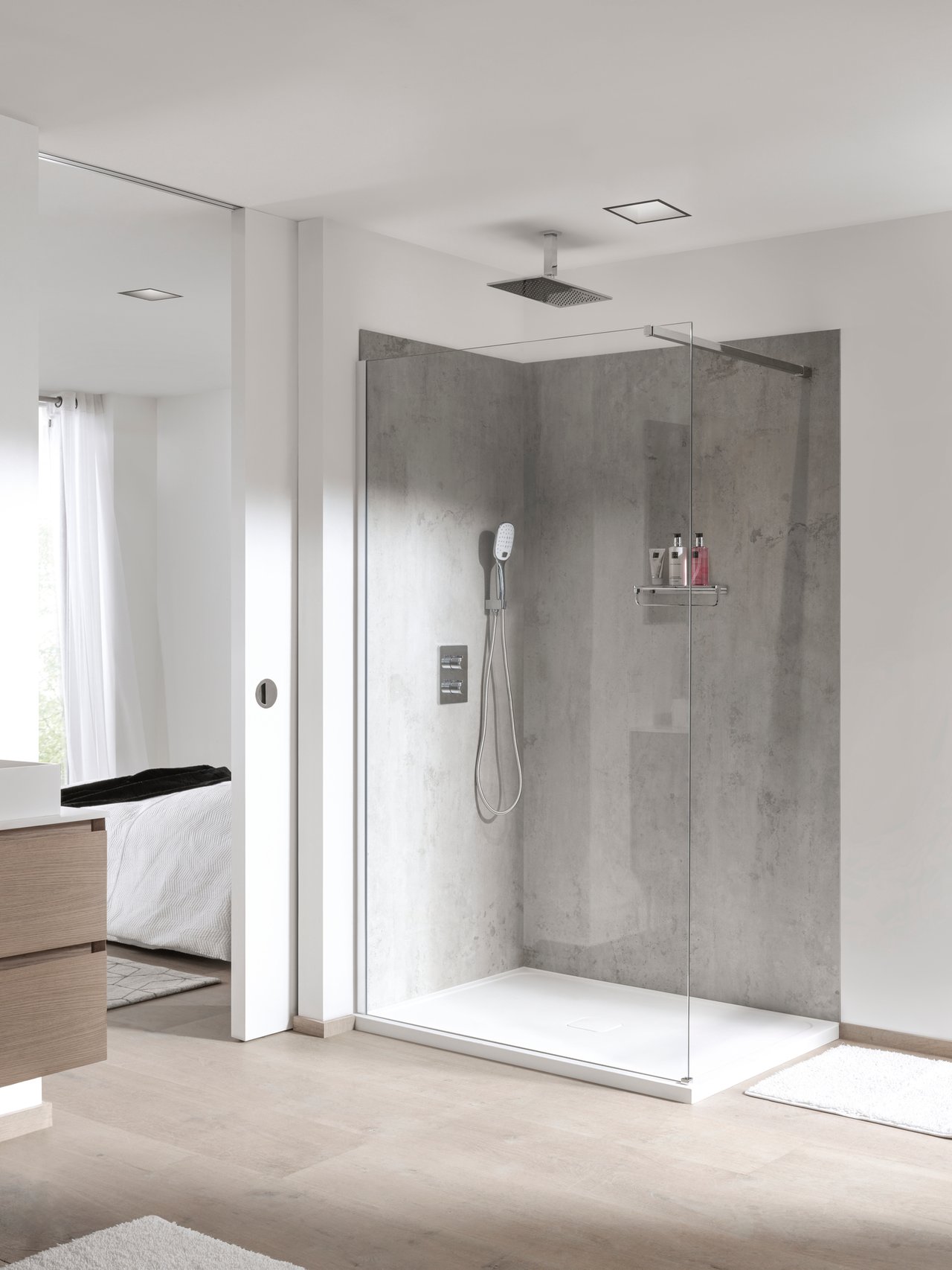 Balmani Modular inloopdouche 130 x 200 cm helder glas glanzend chroom profiel