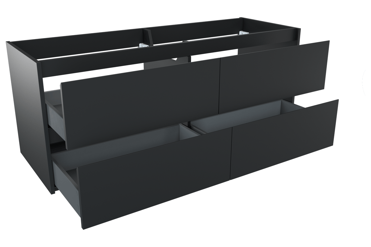 Storke Seda hängender Waschbeckenunterschrank: 150 x 52 cm, Schwarz Matt, 4 Schubladen