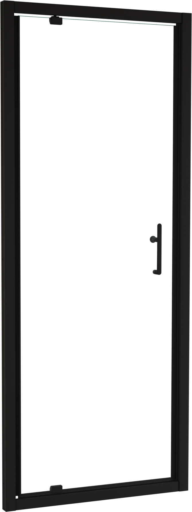 Linie Cadiz porte pivotante 80 cm x 190 cm verre transparent profil noir mat