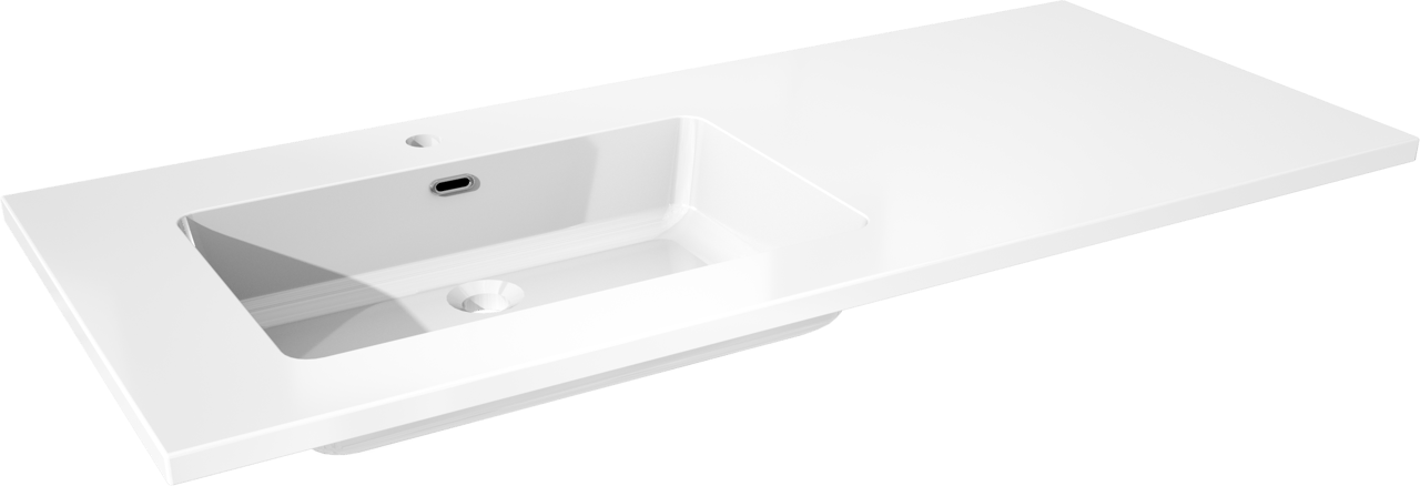 Storke Diva asymmetrisch linkse wastafel glanzend composiet marmer 120 x 52 cm combinatie kast 45 cm