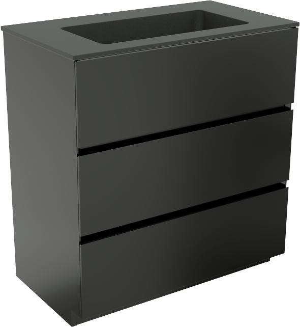 Storke Edge meuble salle de bains à poser 80 x 46 cm noir mat avec Scuro plan simple en quartz noir mat