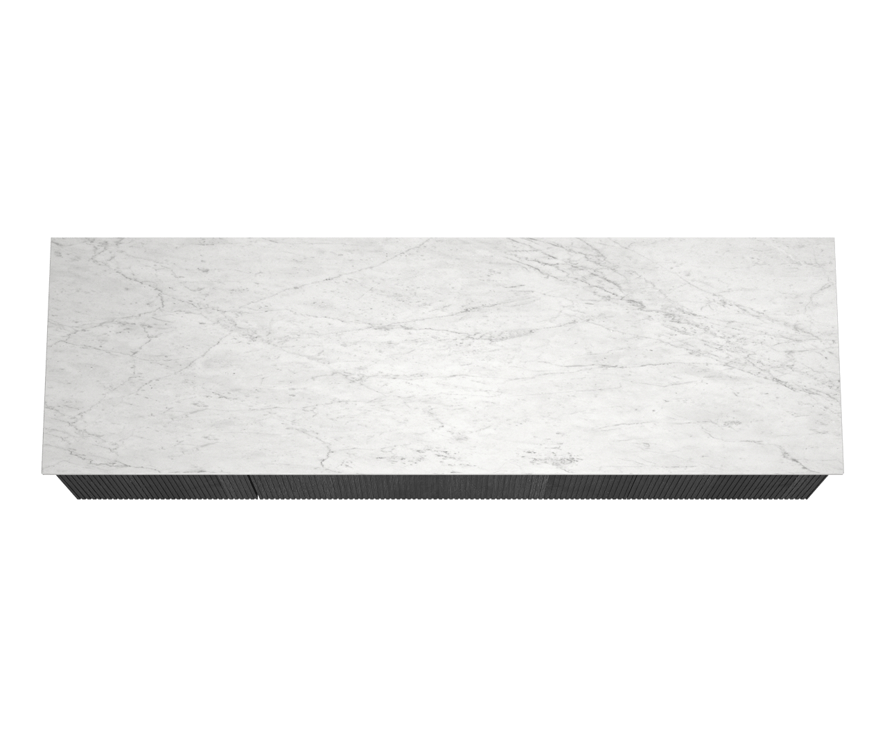 Balmani Forma meuble salle de bains suspendu 180 x 55 cm chêne noir avec Stretto tablette simple ou double en marbre carrara, Nervure droite symétrique verticale