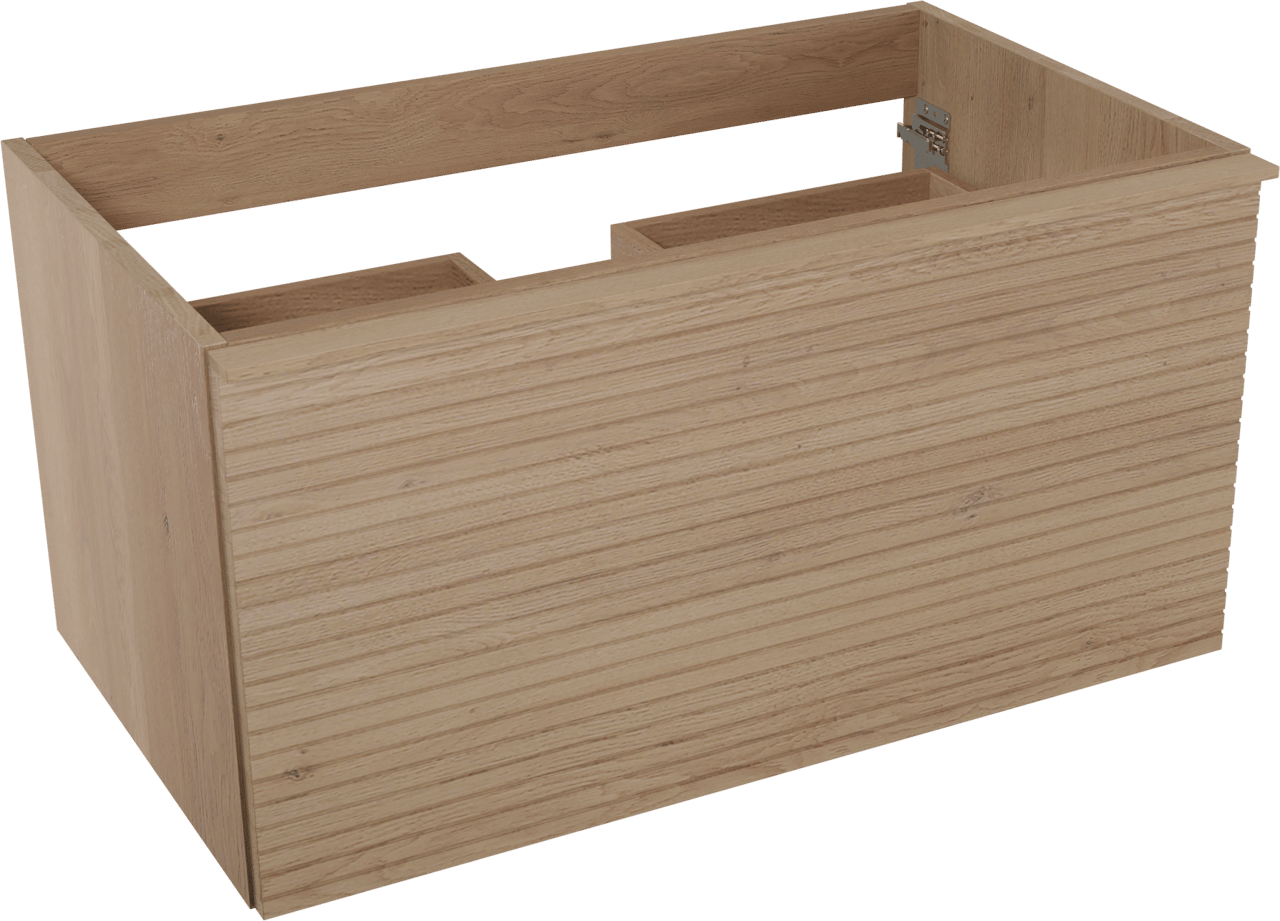 Balmani Forma zwevende wastafelonderkast 90 x 55 cm naturel eiken 2 lades horiz. sym. groef
