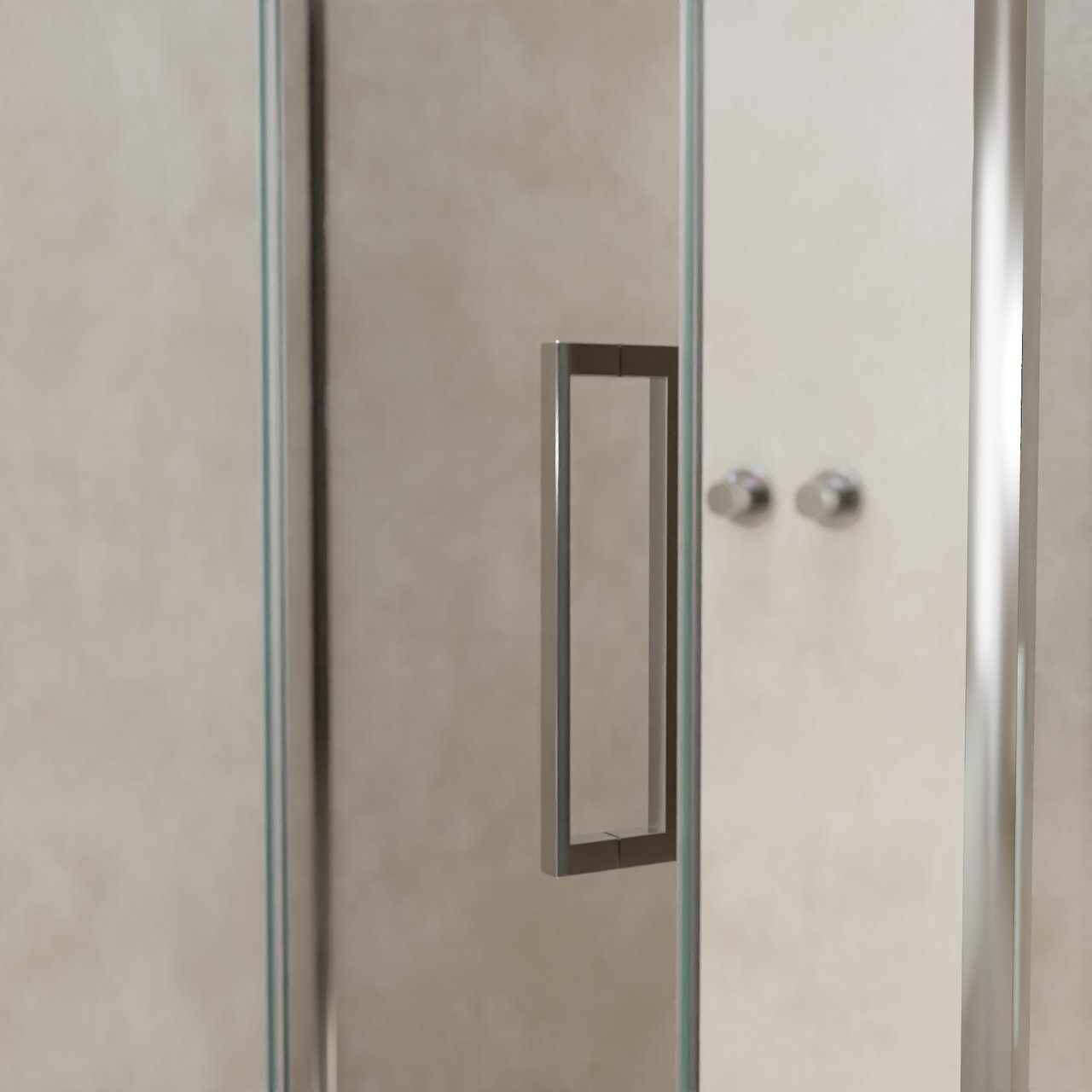 Balmani Senses Design douchehoek met linkse draaideur en vaste zijwand, 120 x 100 cm, Helder glas, Chroom profielen, met coating