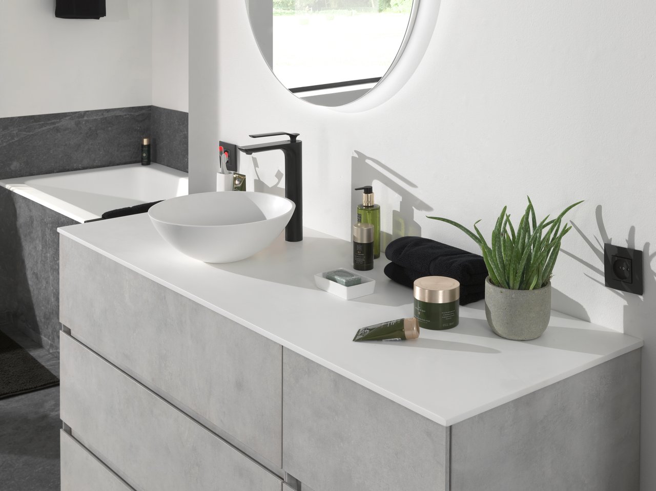 Storke Tavola Einzel- oder Doppelwaschtischplatte, Solid Surface matt, 150 x 52 cm