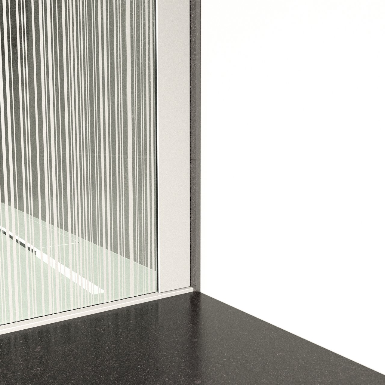 Balmani BMSS douche à l'italienne 140 x 200 cm verre code barre blanc profil blanc mat