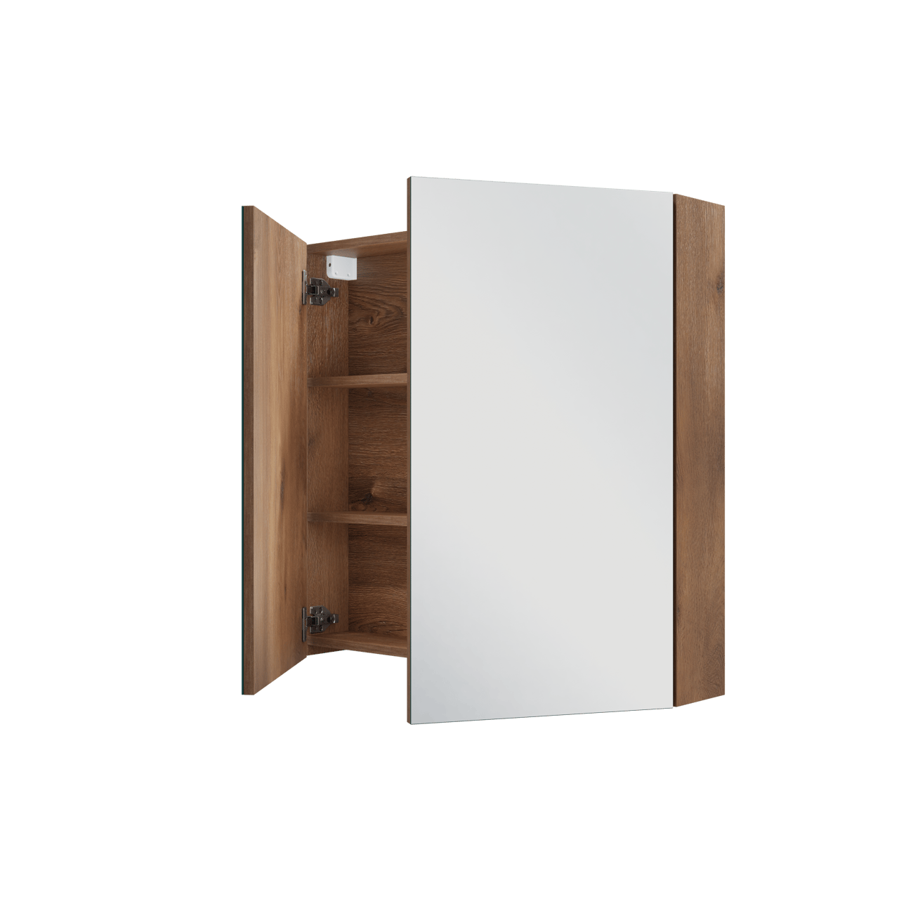 Linie Montro Spiegelschrank Bad: 80 x 75 cm, braune Eiche