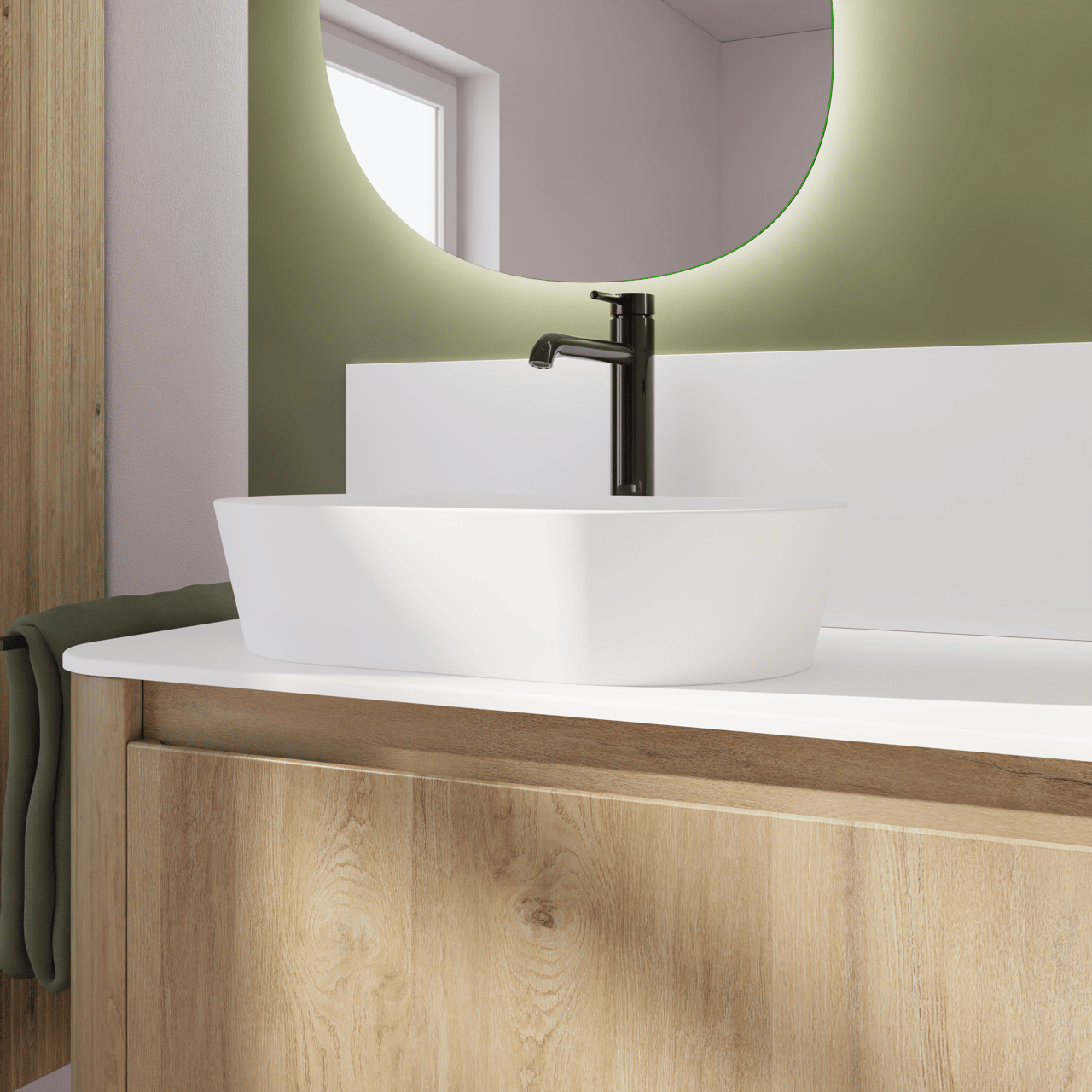 Storke Cona Aufsatzwaschbecken: Solid Surface, matt, oval, 52 x 32 cm