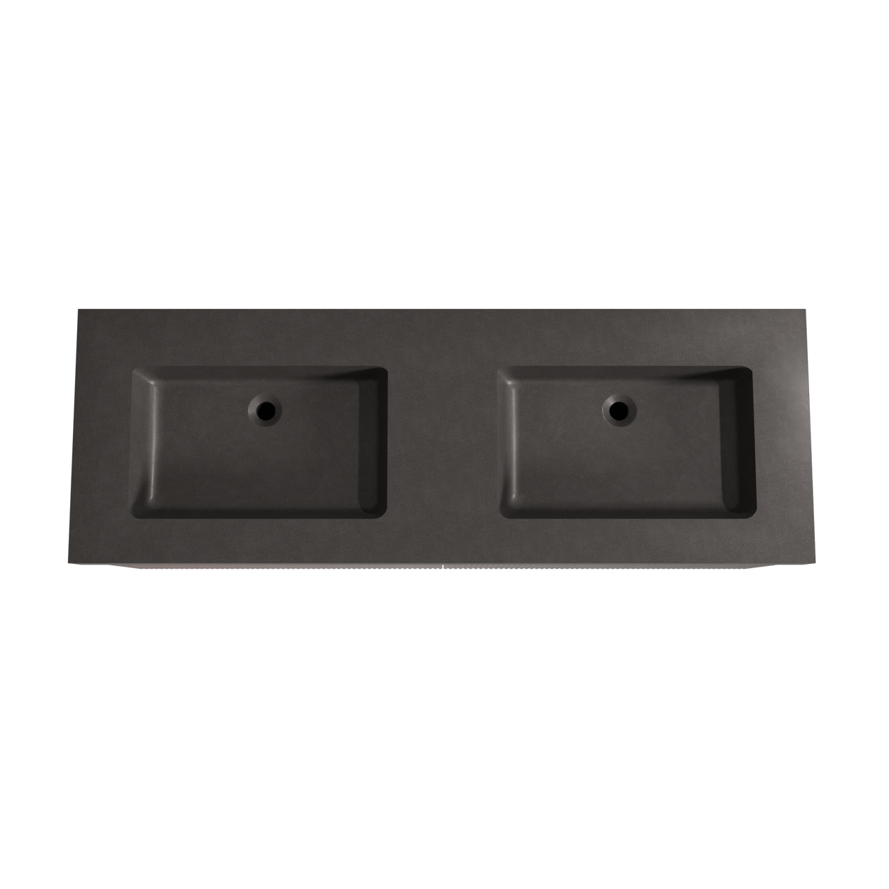 Storke Ribs zwevend badmeubel 150 x 52 cm notenhout met Scuro High dubbele wastafel in kwarts mat zwart, Verticale symmetrische rechte ribbel